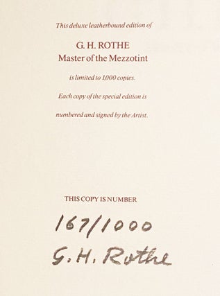 G. H. Rothe. Master of the Mezzotint. Catalogue Raisonne (SIGNED)