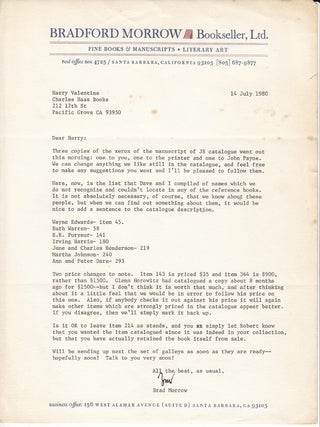 Item #14949 John Steinbeck a Collection of Books & Manuscripts, the Harry Valentine Collection...