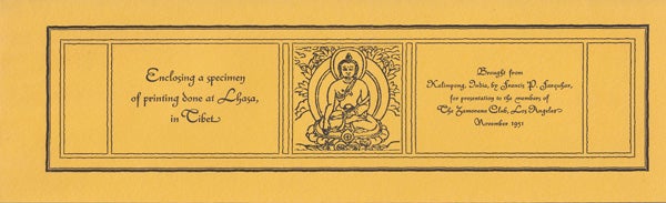 Item #17287 Enclosing a Specimen of Printing Done at Lhasa, in Tibet. Francis P. Farquhar.
