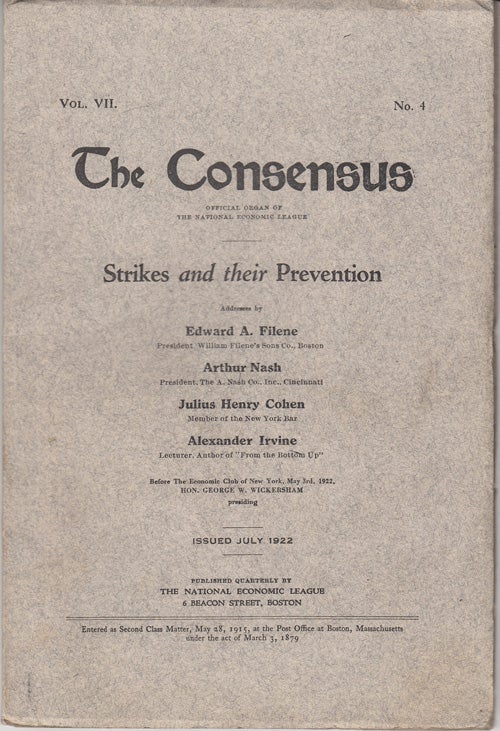 Item #17433 The Consensus: Strikes and their Prevention (Vol. VII, No. 4)