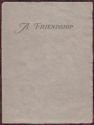 Item #17581 A Friendship: Robert Louis Stevenson, Jules Simoneau. A. A Brown