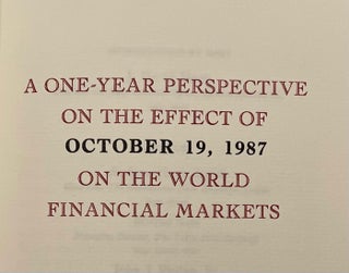 A One-Year Perspective on the Effect of October 17, 1987 on the World Financial Markets