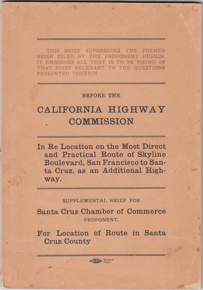 Item #18067 Before the California Highway Commission: In Re Location of Skyline Boulevard, San Francisco to Santa Cruz