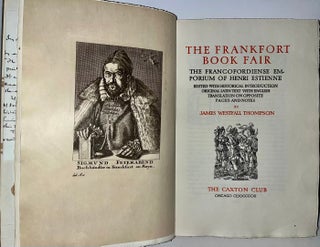Item #18774 The Frankfort Book Fair. The Francofordiense Emporium of Henri Estienne: Edited with...