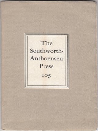 Item #20126 A Visit to the Southworth-Anthoensen Press of Portland, Maine (SIGNED). Paula A. Bennett