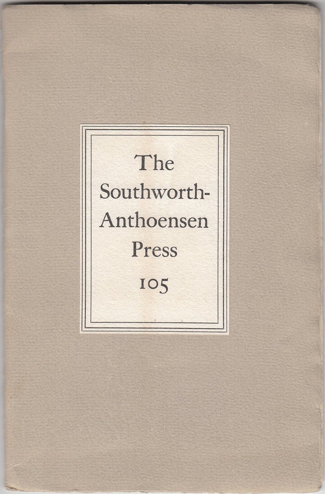 Item #20126 A Visit to the Southworth-Anthoensen Press of Portland, Maine (SIGNED). Paula A. Bennett.