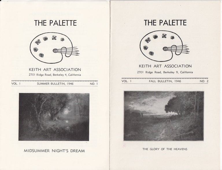 Item #20298 The Palette Vol. I No. I Summer Bulletin, 1946 [together with] The Palette Vol. I No. 2 Fall Bulletin, 1946 (Quarterly Bulletin). Keith Art Association.