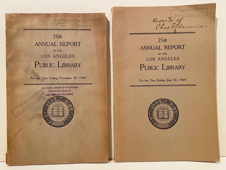 Item #20673 Annual Report of the Los Angeles Public Library (4 issues, 2 INSCRIBED by Lummis). Charles F. Lummis, Librarian.