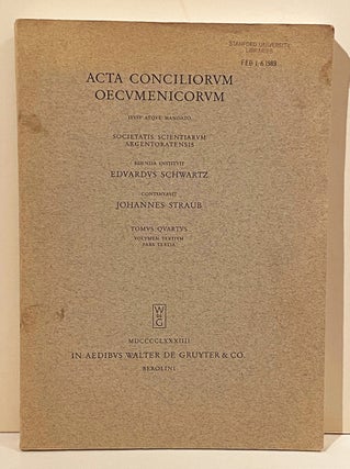 Item #20808 Acta Conciliorum Oecumenicorum: Tomus IV : Index Generalis Tomorum I-Iiii Pars III...