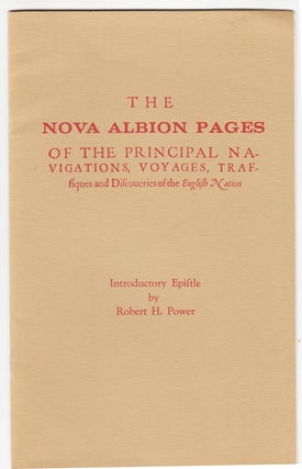 Item #20924 The Nova Albion Pages of the Principal Navigations, Voyages, Trassiques and...
