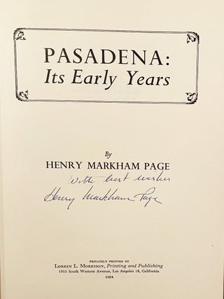 Pasadena: Its Early Years (SIGNED)