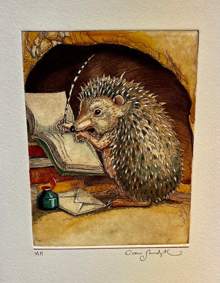 Item #21600 Charming Hedgehog Scribe. Charles van Sandwyk.