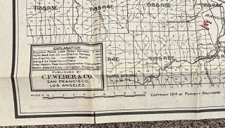 Progressive Map of San Benito County, California; "Paved highways, roads, railroads, electric lines, cities, towns, streams, lakes, sections, townships and other information."