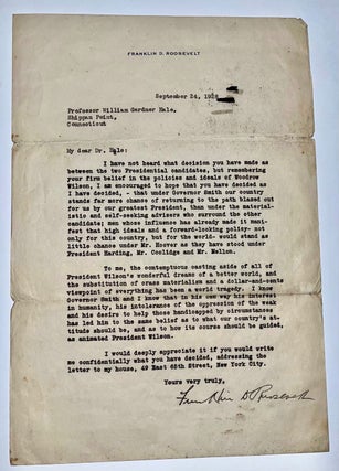 Item #21807 Two Typed Letters SIGNED to Professor William Gardner Hale and his daughter,...
