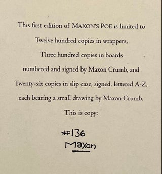Item #21870 Maxon's Poe: Seven Stories and Poems (SIGNED by Maxon Crumb). Edgar Allan Poe, Maxon...