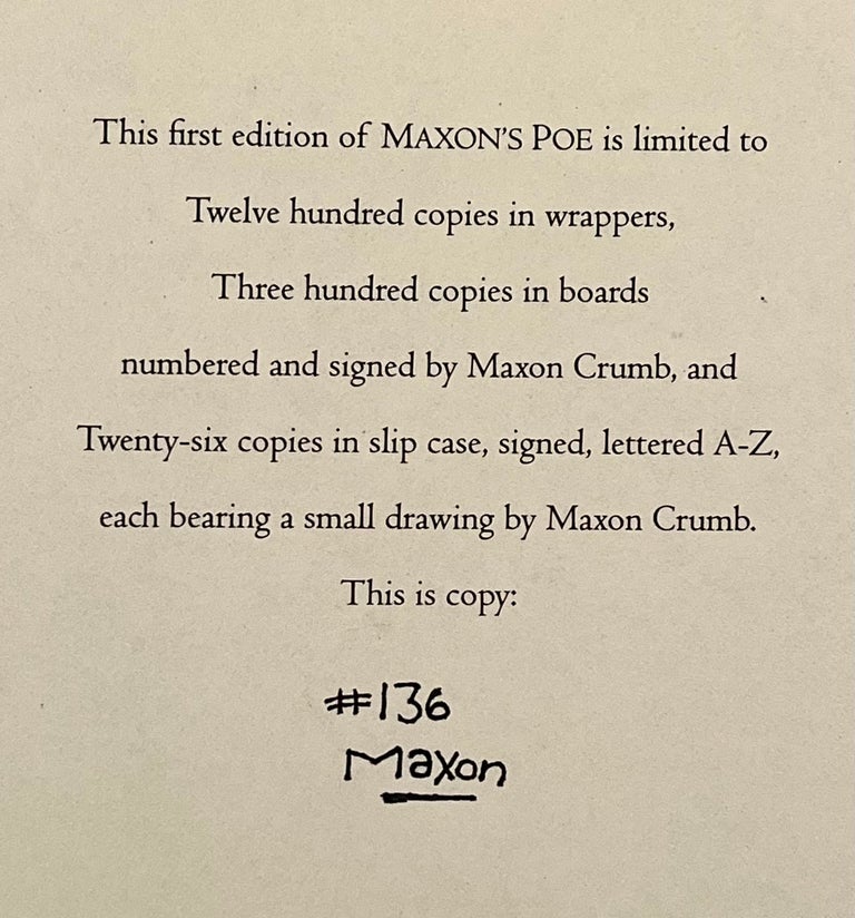 Item #21870 Maxon's Poe: Seven Stories and Poems (SIGNED by Maxon Crumb). Edgar Allan Poe, Maxon Crumb, R. Crumb.