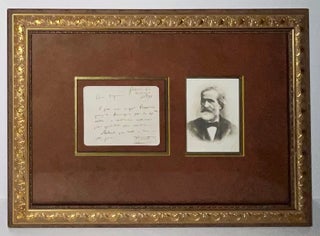 Item #22010 Framed Manuscript Note and Portrait of Giuseppe Verdi