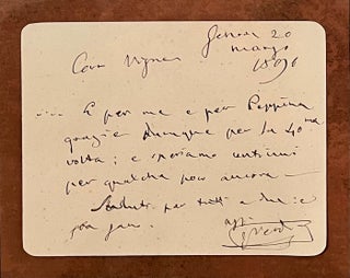 Framed Manuscript Note and Portrait of Giuseppe Verdi