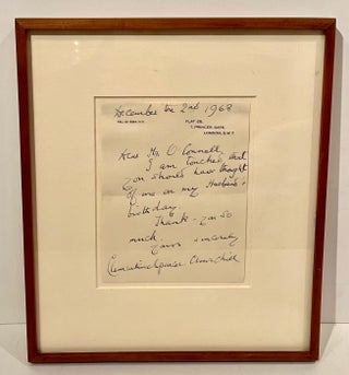 Item #22052 Framed Autograph Note by Clementine Spencer Churchill
