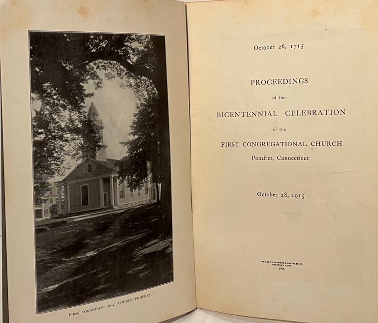 Proceedings of Bicentennial Celebration of the First Congregational Church Pomfret, Connecticut