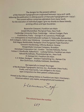 Manuale Typographicum: 100 Typographical Arragements with Considerations about Types, Typography and the Art of Printing (SIGNED)