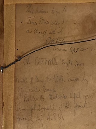Framed Photograph of Schooner "George W. Wells" with cut autograph 'Compliments Geo. W. Wells' and brass nameplate