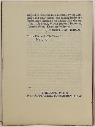 On a Passage in Julius Caesar. A Letter Addressed to the Editor of "The Times"