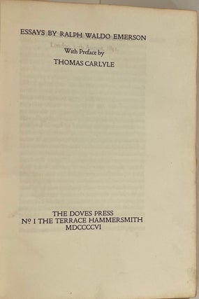 Essays of Ralph Waldo Emerson with preface by Thomas Carlyle (INSCRIBED Association copy)