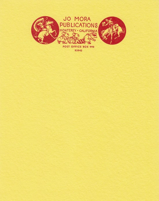 Item #8559 Jo Mora Publications Stationery (Letterhead with Matching Envelope). Jo Mora.